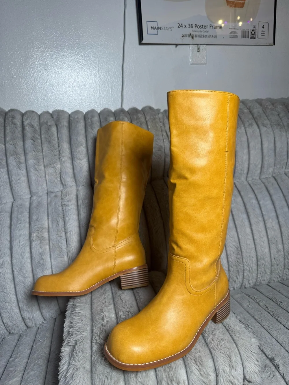 Women's Over-the-Knee Riding Boots in Mustard Yellow